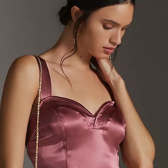 Anthropologie Satin Cross-Back Midi Dress - Picture 7 of 16